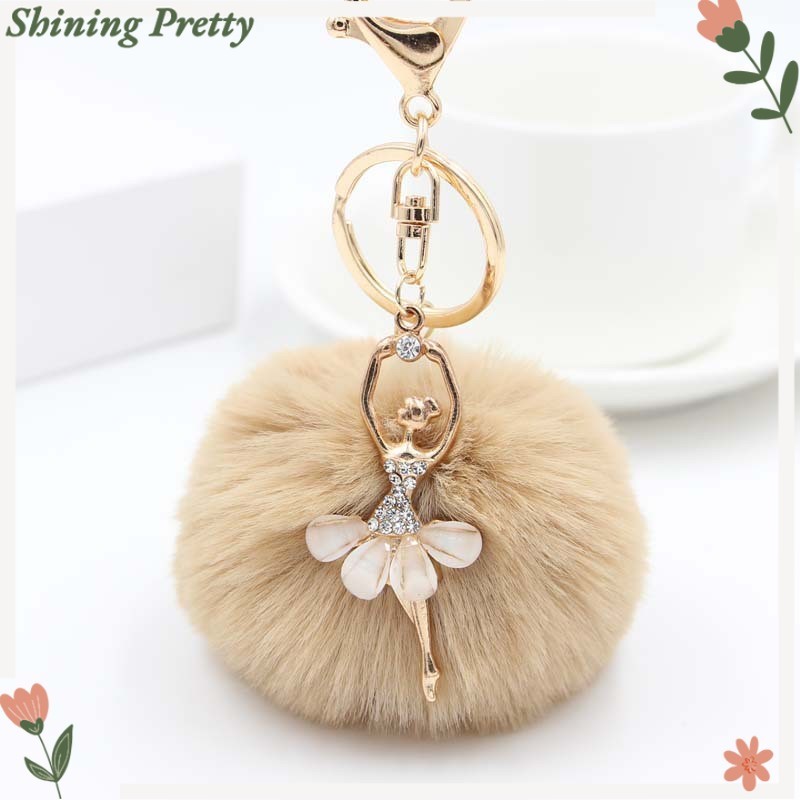 Cute Rhinestone Keychain Creative Angel Ballet Girl Car Imitation Rex ...