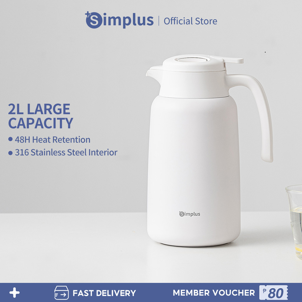 Simplus Thermal Insulation Kettle Stainless Steel Interior 2L Capacity ...