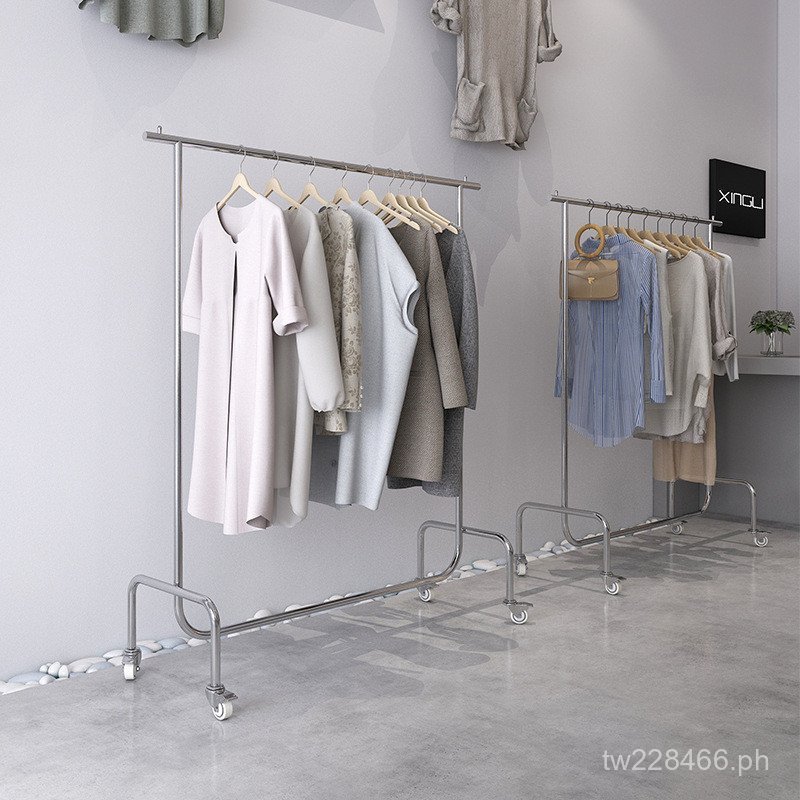 Sturdy Clothing Store Rolling Display Rack Floor-standing Clothes Rack ...