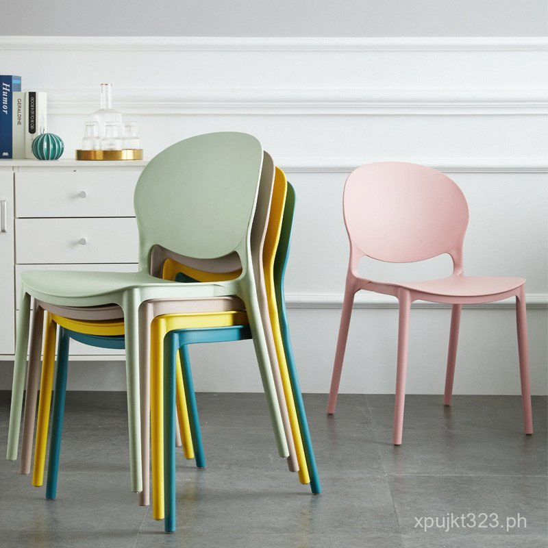 Simple Round Back Adult Casual Nordic Plastic Chair Desk Chair Home ...