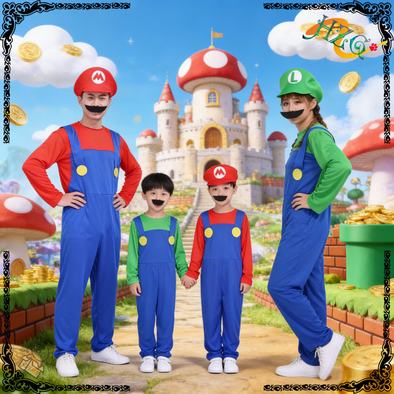 Mario Cosplay Costume Super Overalls For Kids Role Play Set Primary ...