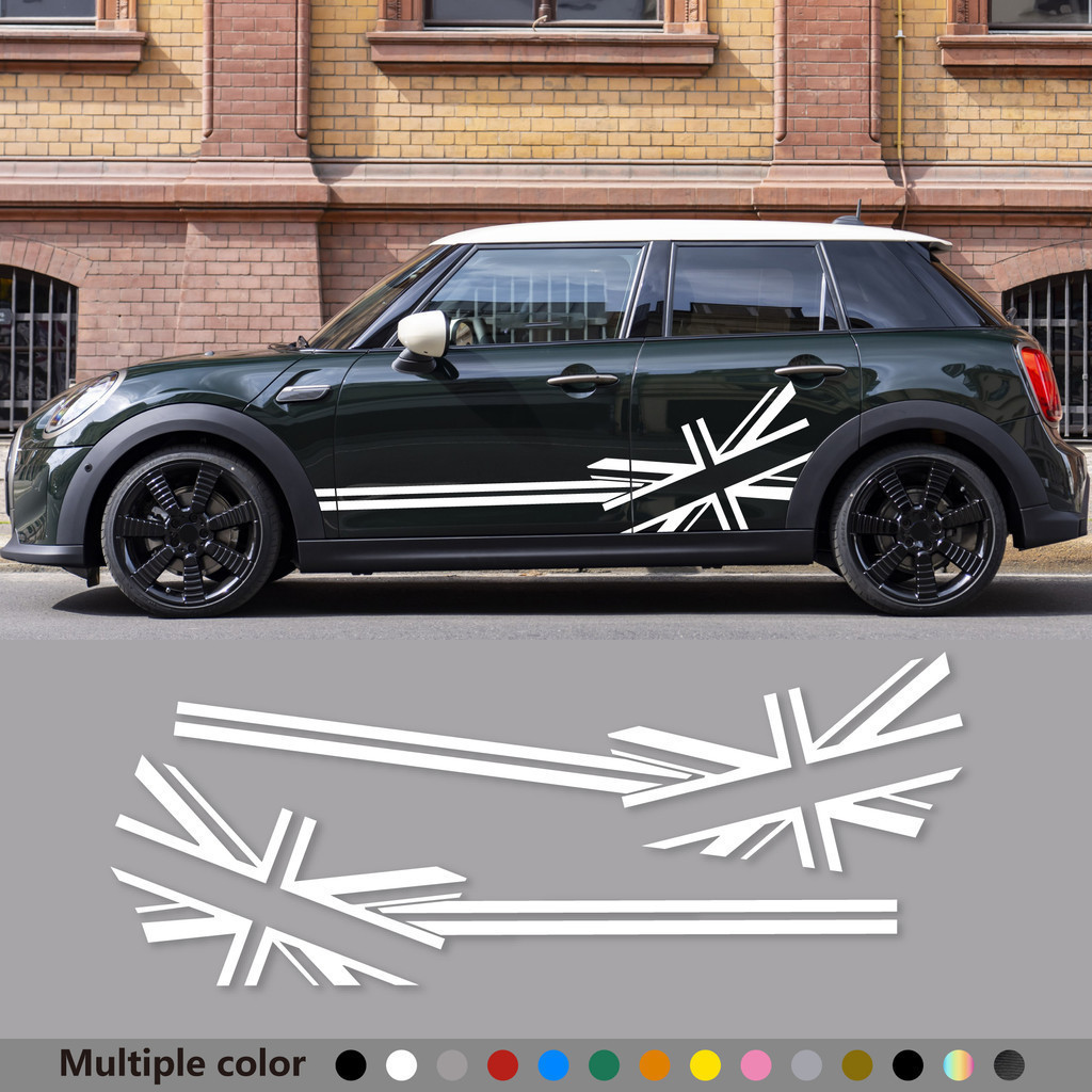 2pcs Car Sticker Flag Style Side Stripe Decals Apply For Mini Cooper ...