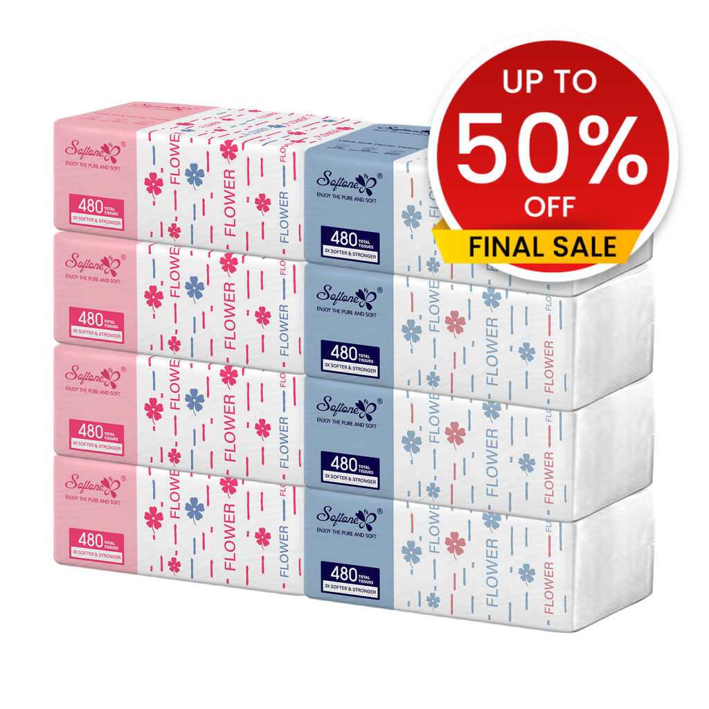 Softone Tissue Paper LGT Facial Tissue 4Ply 480Sheets 8Pcs Inter-Folded ...