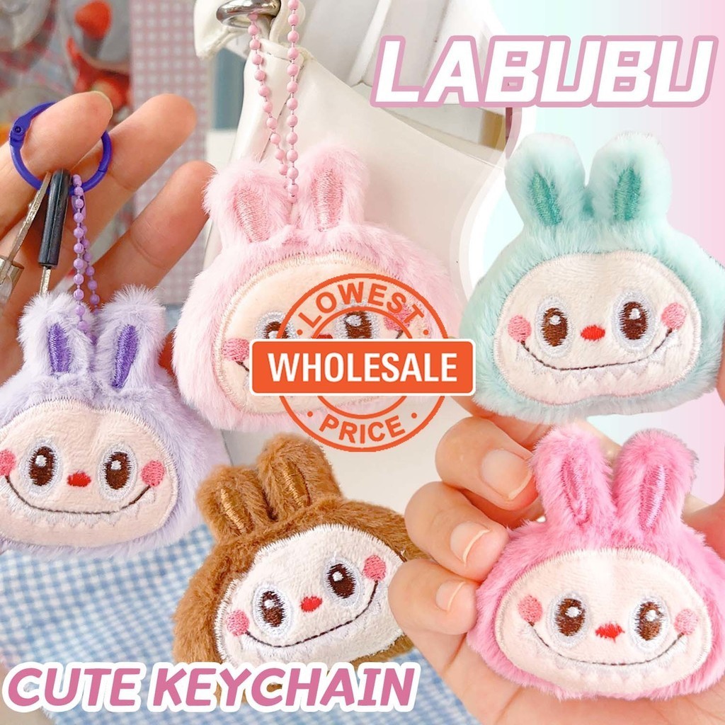 Labubu Head Doll Pendant Kawaii Soft Plush Labubu Keychain - Students ...