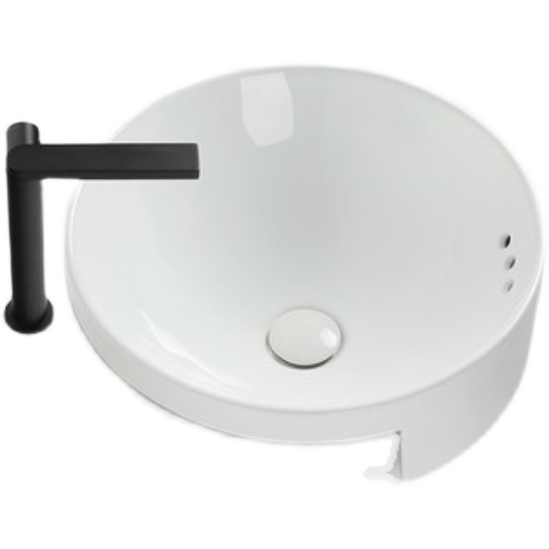 Dulawitt Semi-Embedded Basin Narrow Small Ceramic Wash Basin Round Semi ...