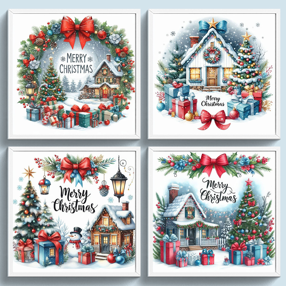 Christmas Cottage Full 14CT DIY Counted Cross Stitch Art and Crafts ...