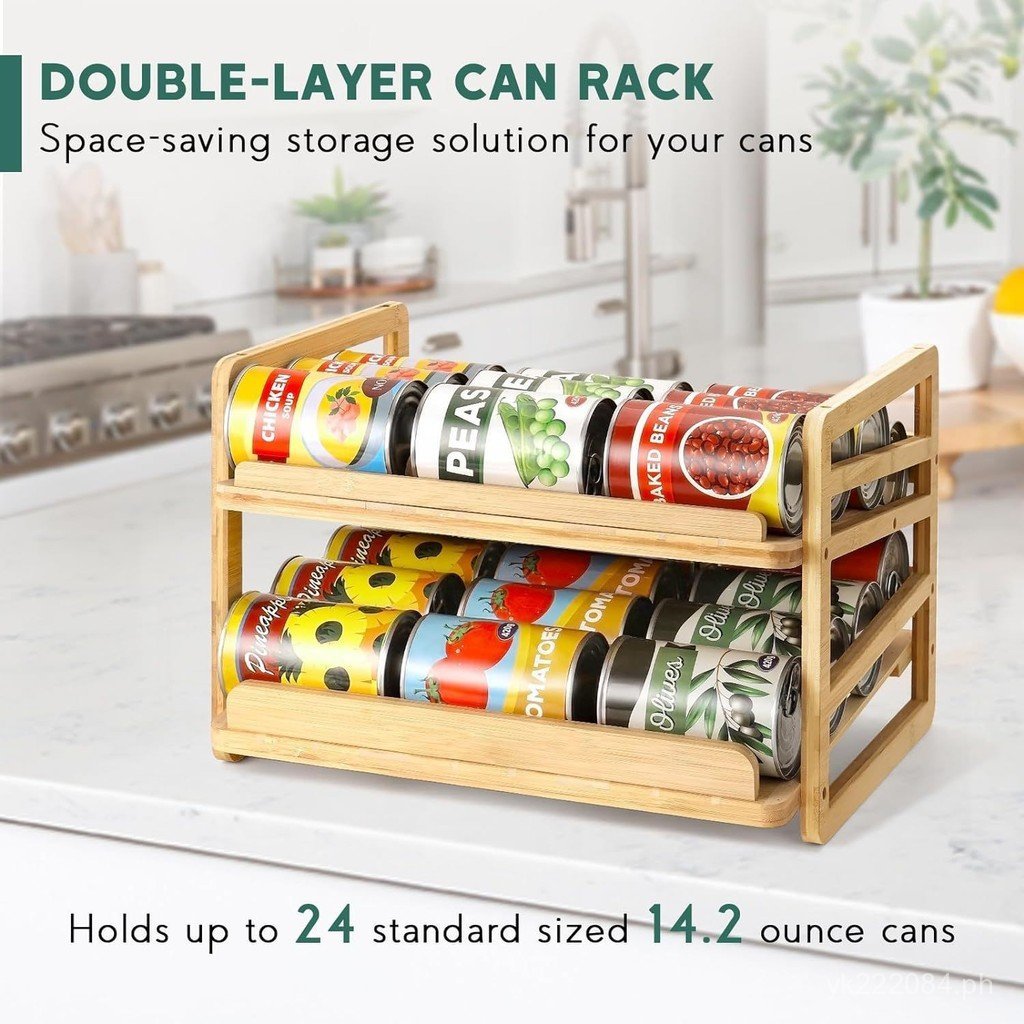 Spice Rack Kitchen Storage Rack Canister Simple Wooden Bamboo Stackable ...