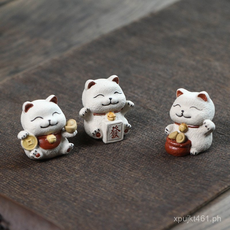 Bell Cat Tea Tray Creative Cute Tea Table Small Cat Ornament Purple ...