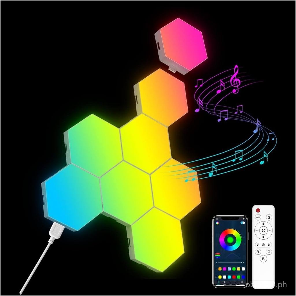 OJQ 8 Pack Hexagon Lights Wall RGB Panel - Hexagonal Led Lights Room ...