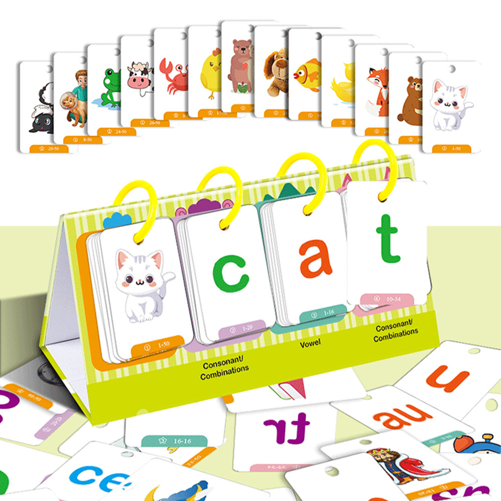 Educational 100PCS Flash Cards CVC Words Vowel Consonant Desktop ...
