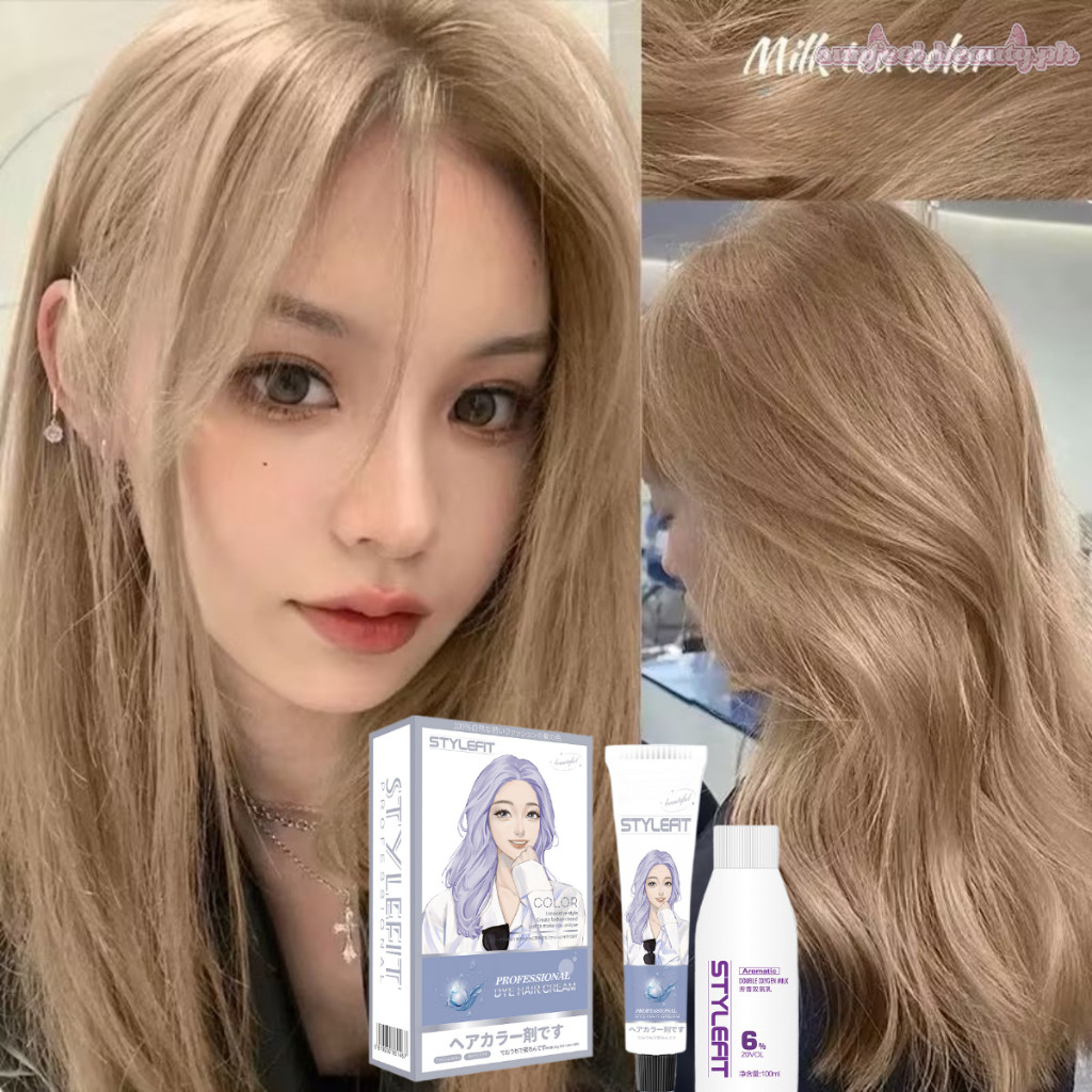 100ml Hair Dye and 1 Set Hair Color Milk Tea Ash with Compete Tools ...
