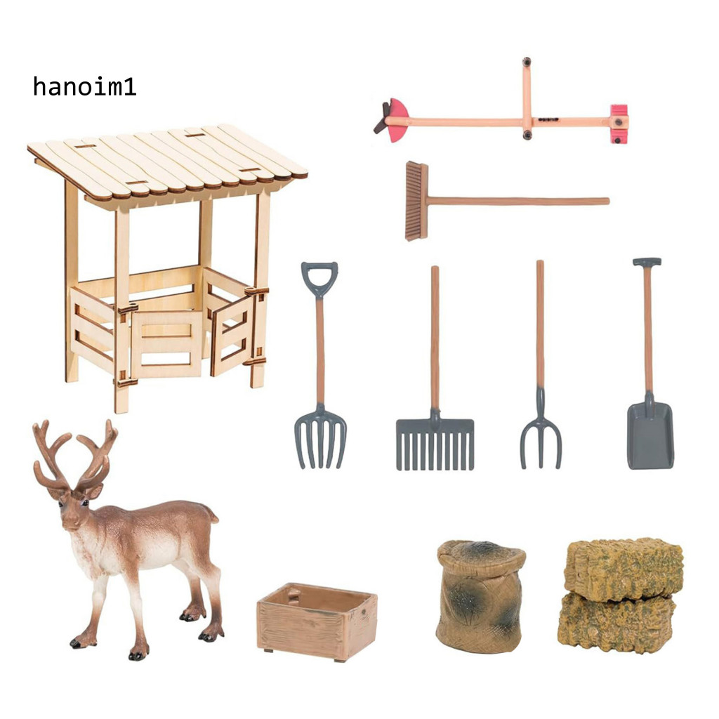 Kids Care Toy Kids Gardening and Barn Tools 12pcs Wooden Reindeer Farm ...