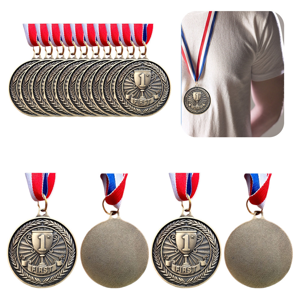 *JAE* 10Pcs Gold/Silver/Bronze Medal Sports Rewards with Neck Ribbon ...