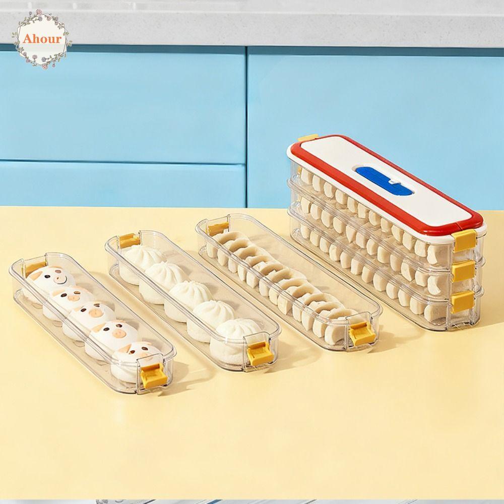 AHOUR Frozen Dumpling Storage Box, 3 Layer Leak-Proof Clear Food ...