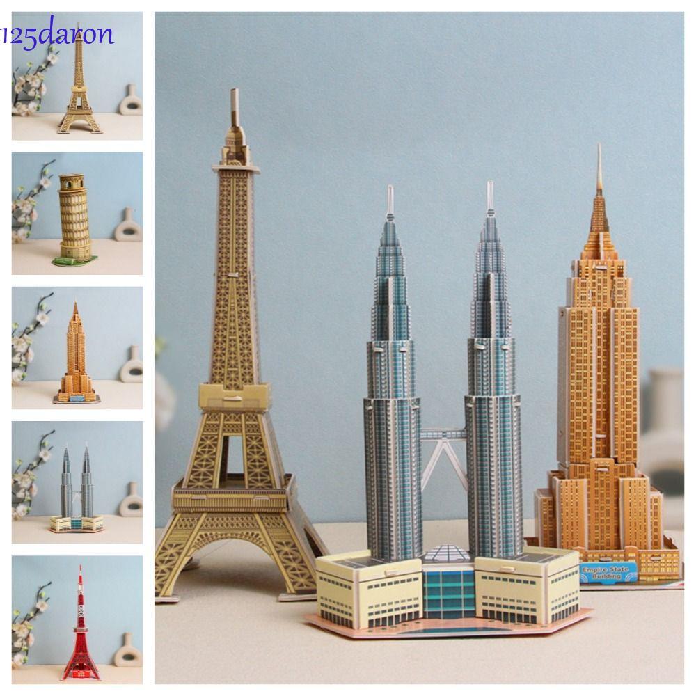 DARON1 Mini Cardboard Puzzle, House 3D World Famous Buildings Model ...