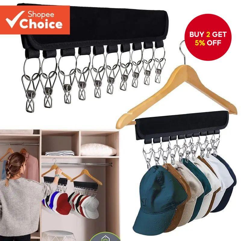 1pc Black Foldable Hat Hanging Clip With Velcro Self-adhesive Clip For ...