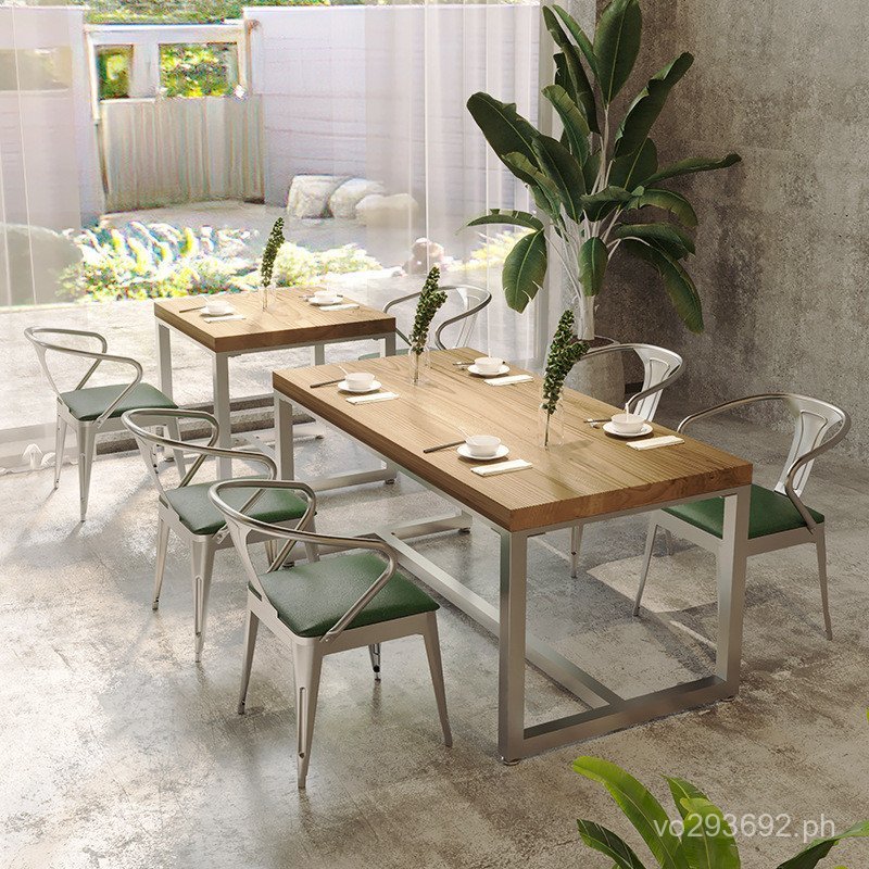 Rectangular Dining Table Set Cafe Solid Wood American Style Commercial ...