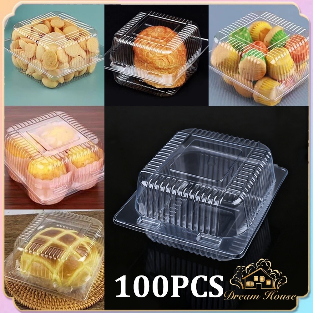 100 Count Clear Plastic Hinged Clamshell Takeout Tray Food Clamshell ...