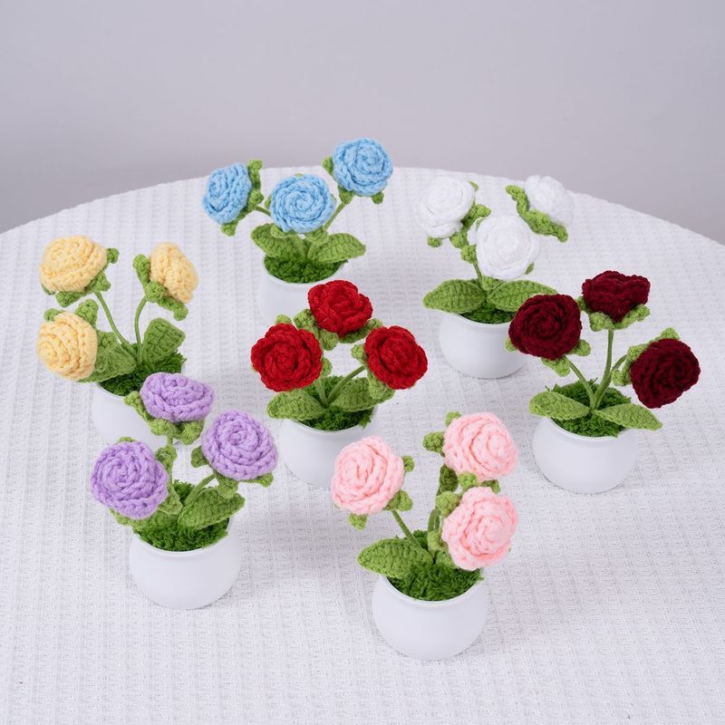 Finished Product Crochet Rose Handmade Multi-Head Roses DIY Lifelike ...