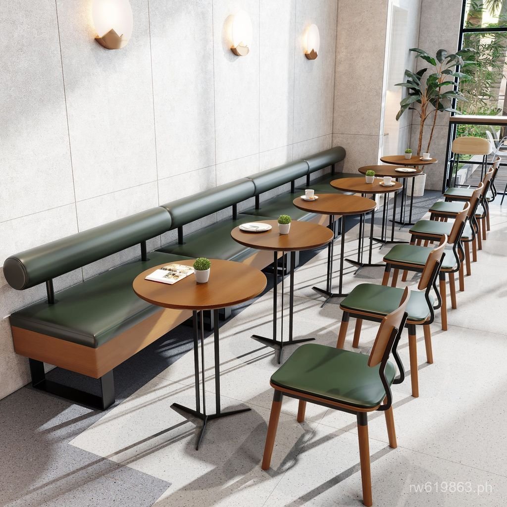 Set of Western Restaurant Round Table Bar Booth Table and Chairs Cafe ...