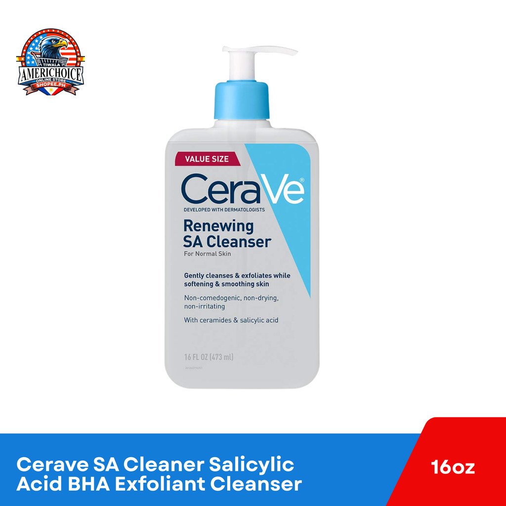 Cerave SA Cleaner 16oz Salicylic Acid BHA Exfoliant Cleanser with ...