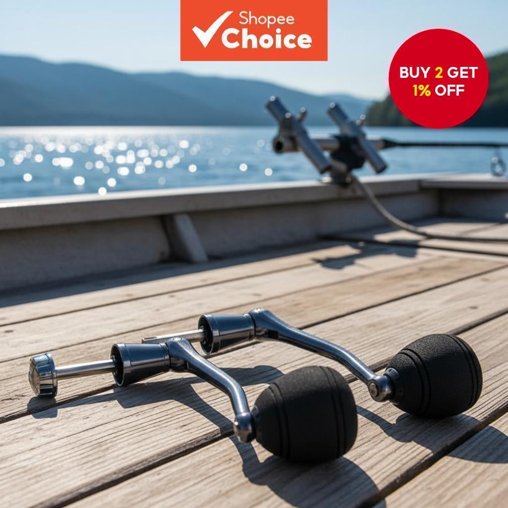 Aluminum Handle with Foldable Power Knob for Spinning Reels | Shopee ...