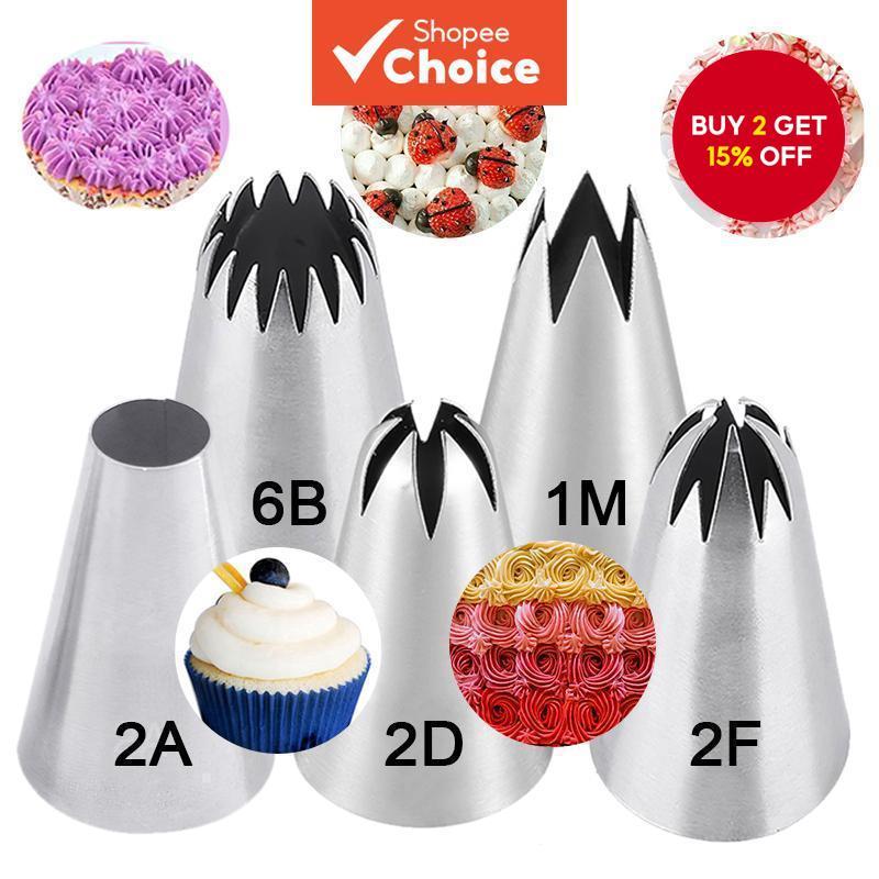 Stainless Steel Large Piping Tips 5Pcs Set Pastry Fondant Cake ...