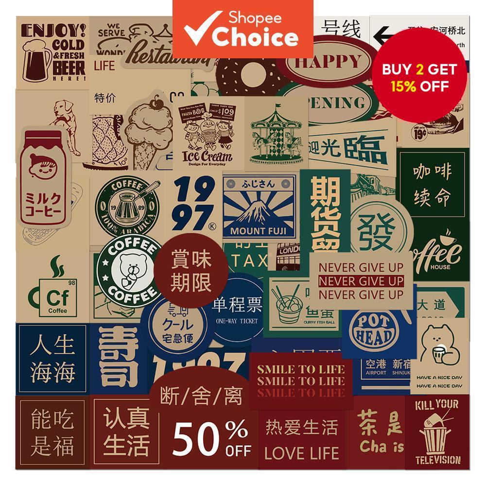 Vintage Waterproof Stickers 65PCS - Retro Vinyl Decals for Laptop ...
