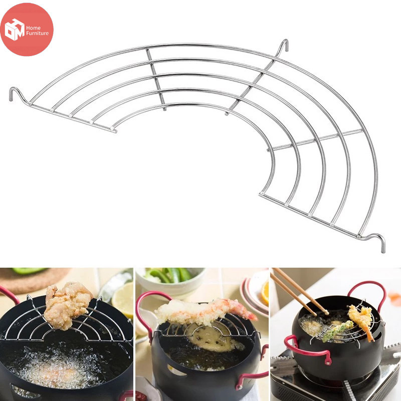 32cm Frying Oil Filter Rack with Fence Stainless Steel Oil Strainer ...