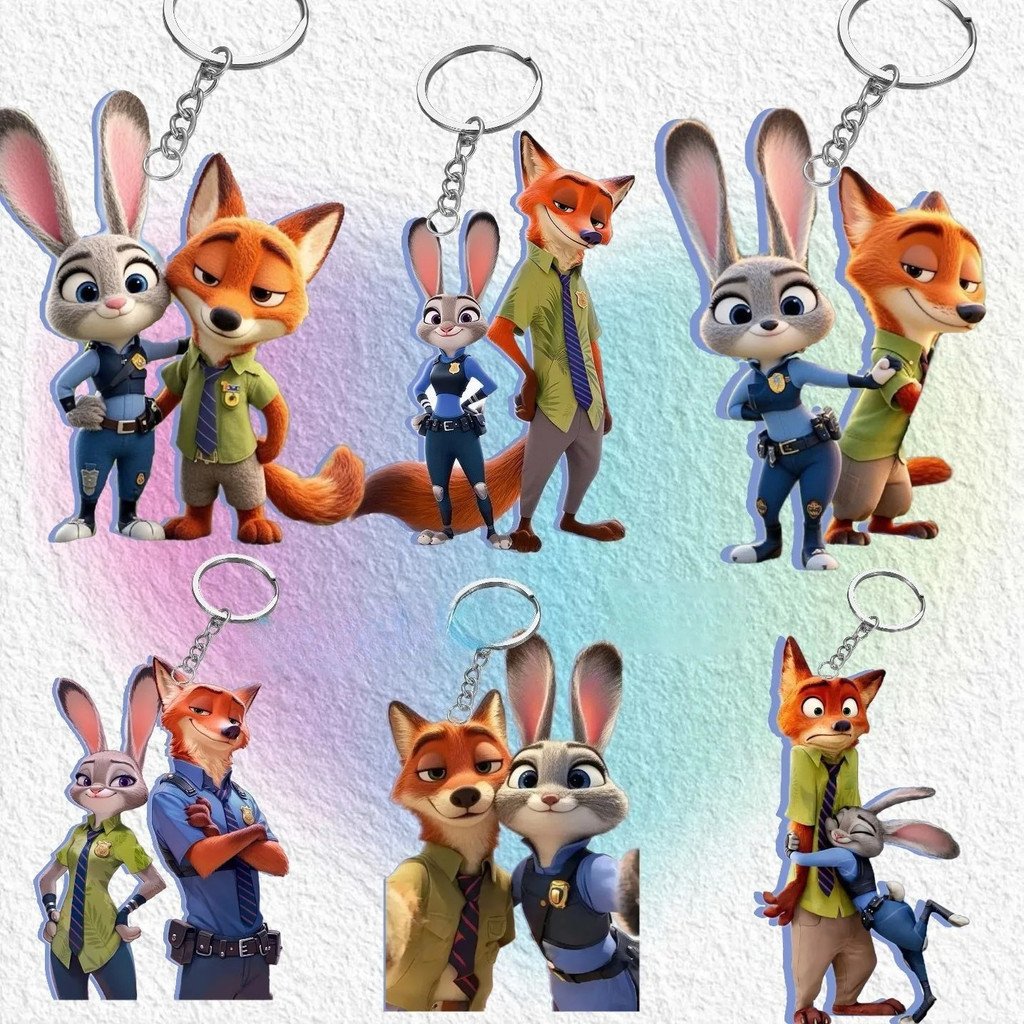 Zootopia Cartoon Peripheral Acrylic Keychain Fox Nick Rabbit Judy High ...