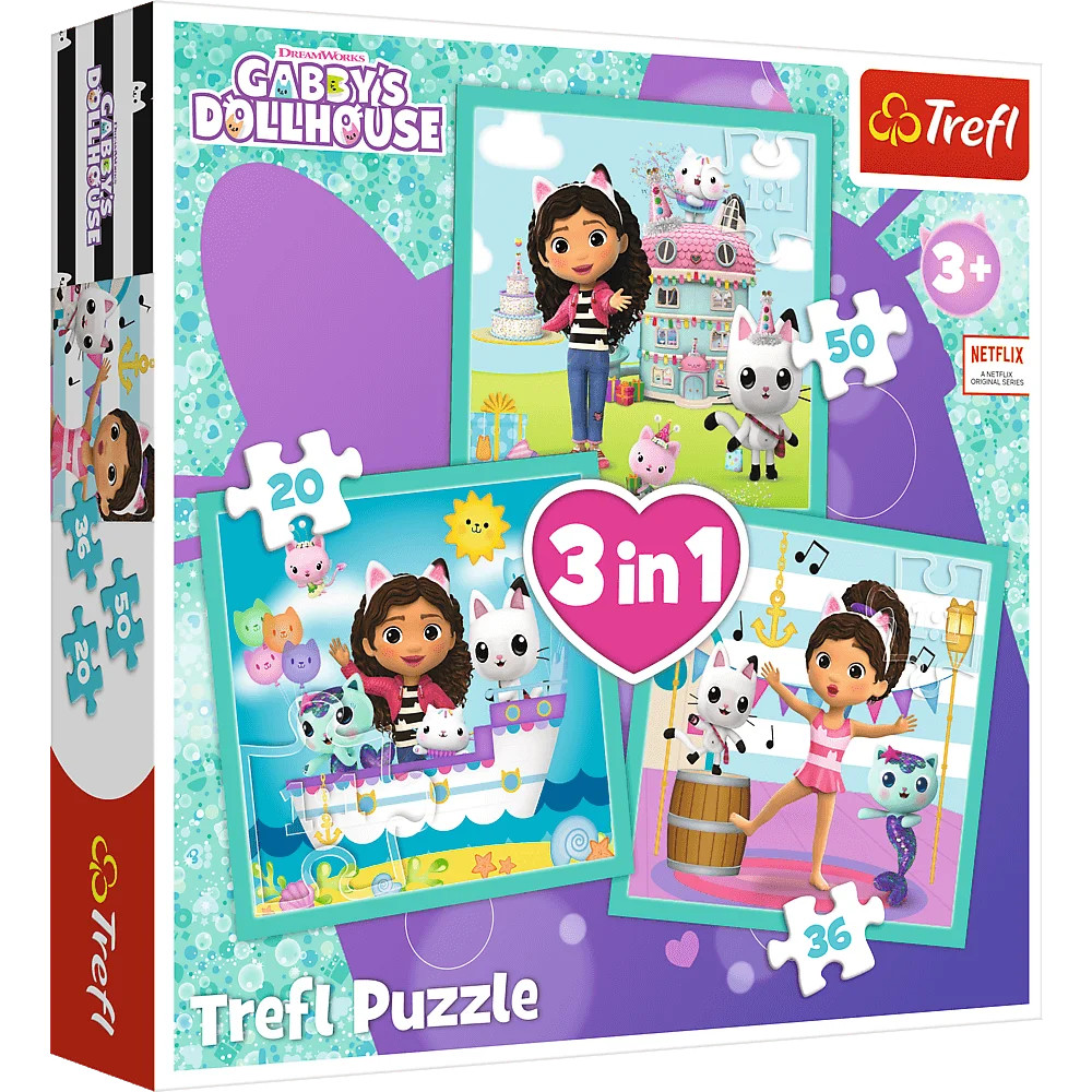 Trefl Puzzle Gabby's Dollhouse 3 in 1 Gabby's Activities | Shopee ...