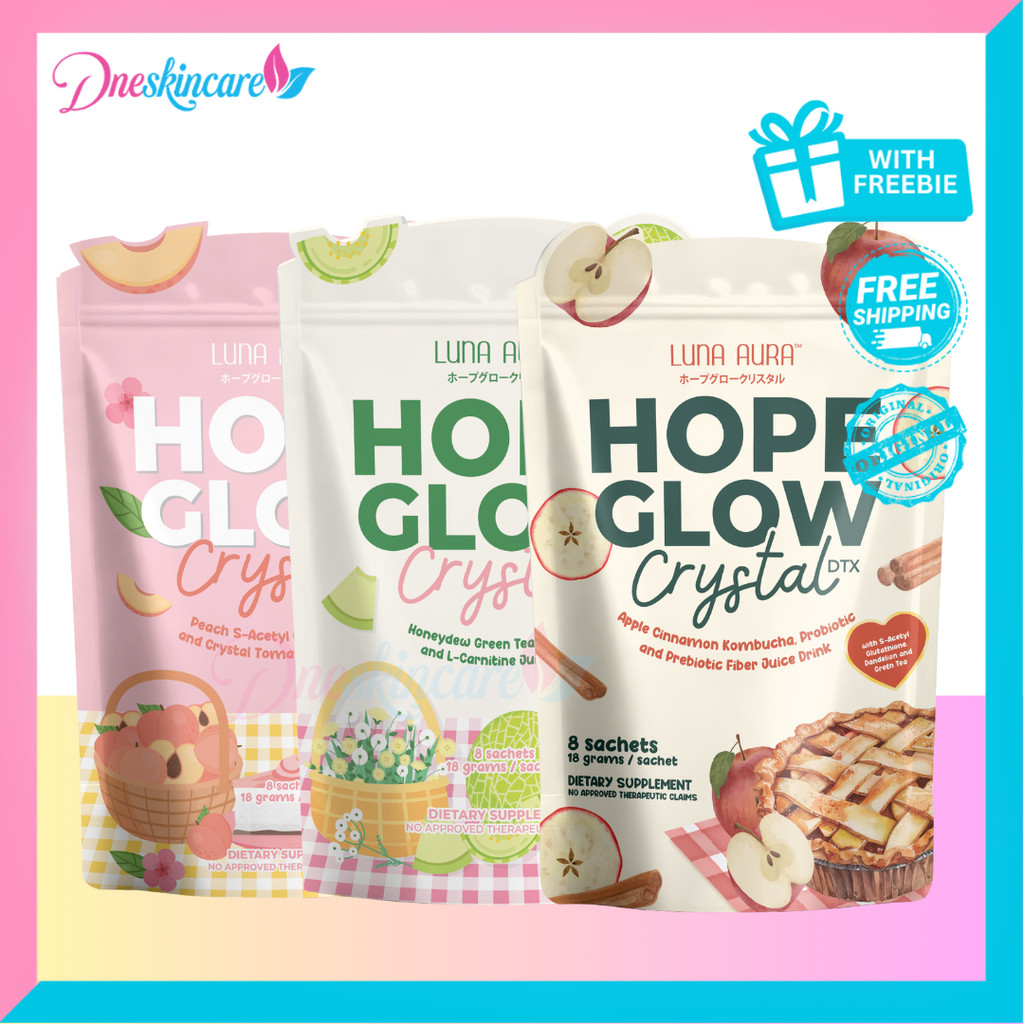 LUNA AURA Hope Glow Crystal Peach Glutathione Honeydew Green Tea Dandelion  Apple CinnamonJuice Drink | Shopee Philippines