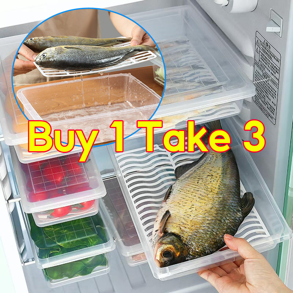 Buy 1 Take 3 Fridge Storage Box with Cover Ref Organizer Frozen Food ...