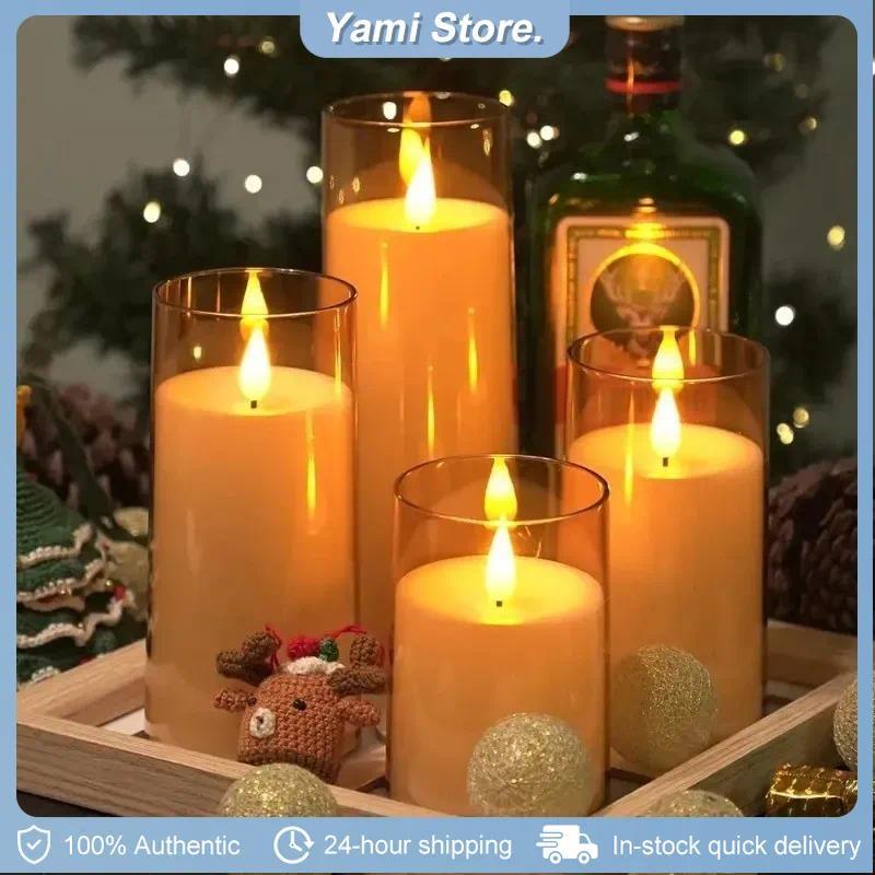 LED Swing Candle Flameless Candles, Acrylic Simulation Glass Battery ...