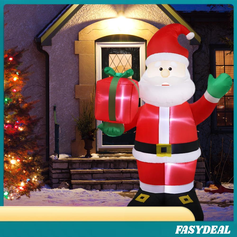 2.4M Christmas Inflatable Santa Claus Built-in LED Light Santa Carrying ...