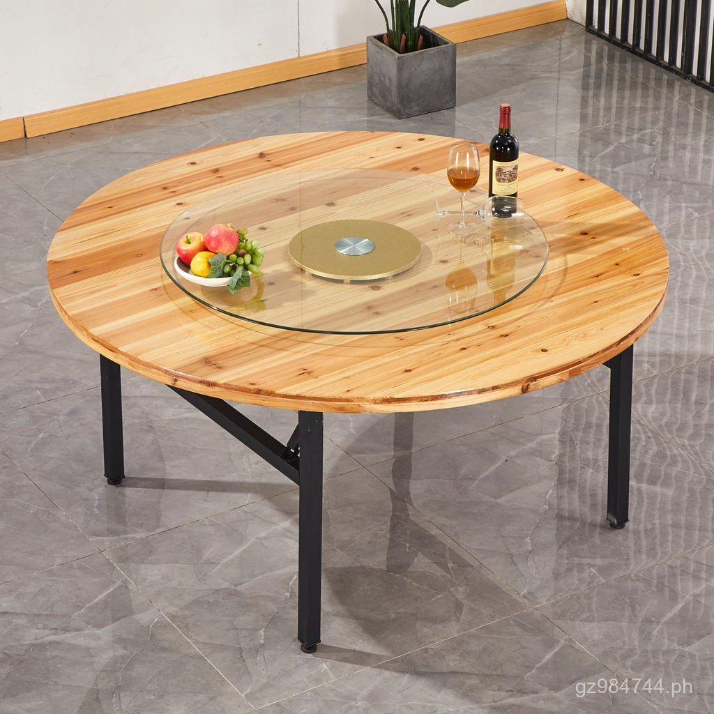 Foldable Home Hotel Solid Wood Banquet Round Table Dining Table8V ...