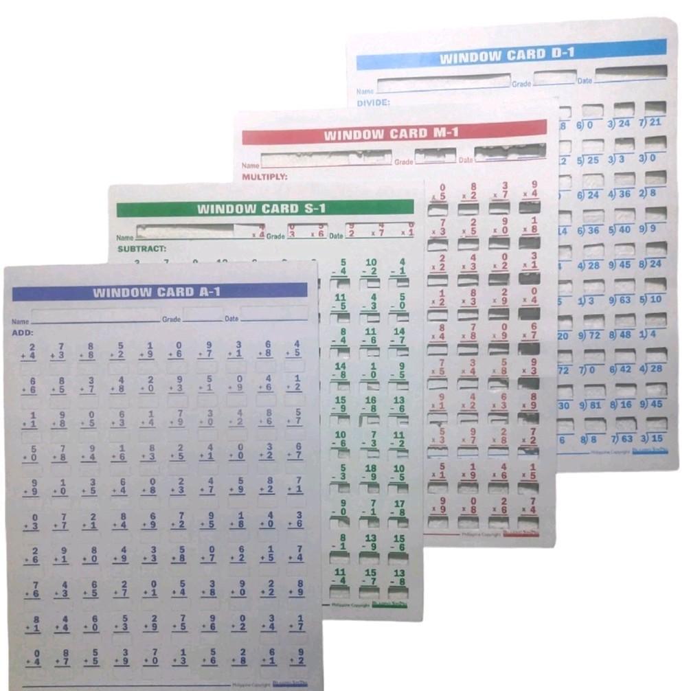 WINDOW CARD FOR MATH.SOLD FOR 4pieces.FOR GRADE 1, 2,3,and 4. | Shopee ...