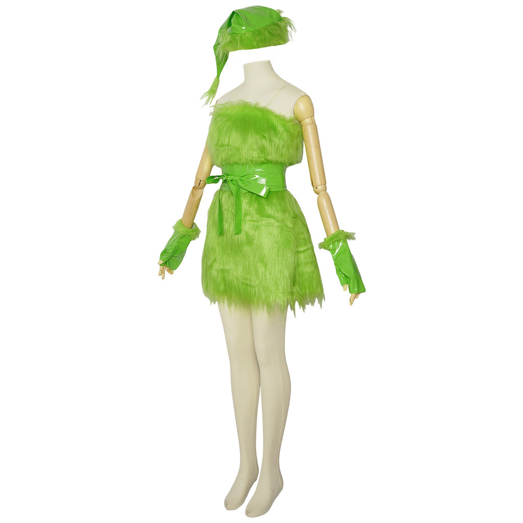 Christmas Green Furry Monster Costume COS Outfit Thief Monster Costume ...
