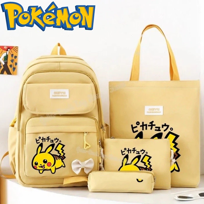 Pokémon backpack multifunctional 4-piece set Pikachu backpack large ...