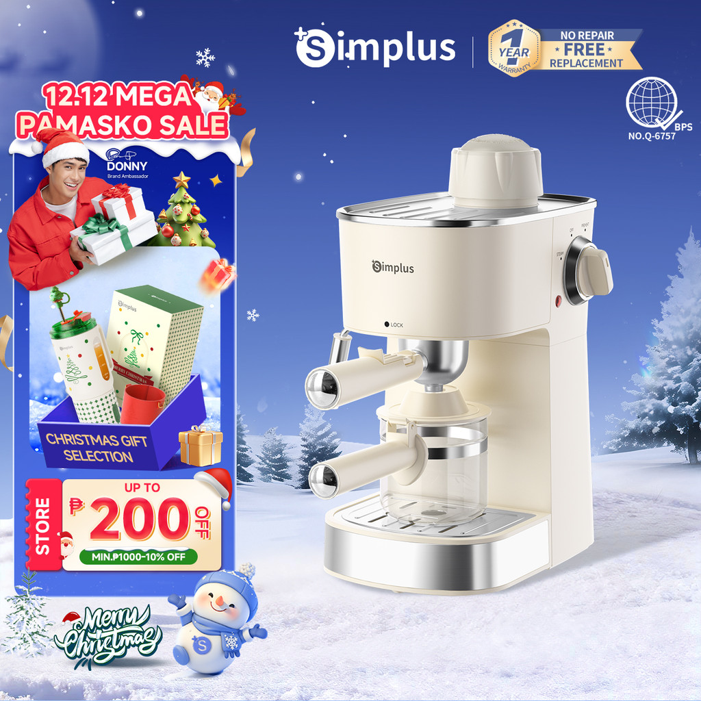 Simplus Coffee Machine Semi-Automatic Espresso Maker Steam Frothing ...