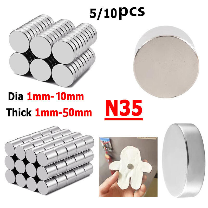 Round Disc NdFeB Magnets N35 Dia 1mm-10mm Thick 1mm-5mm Super Strong ...