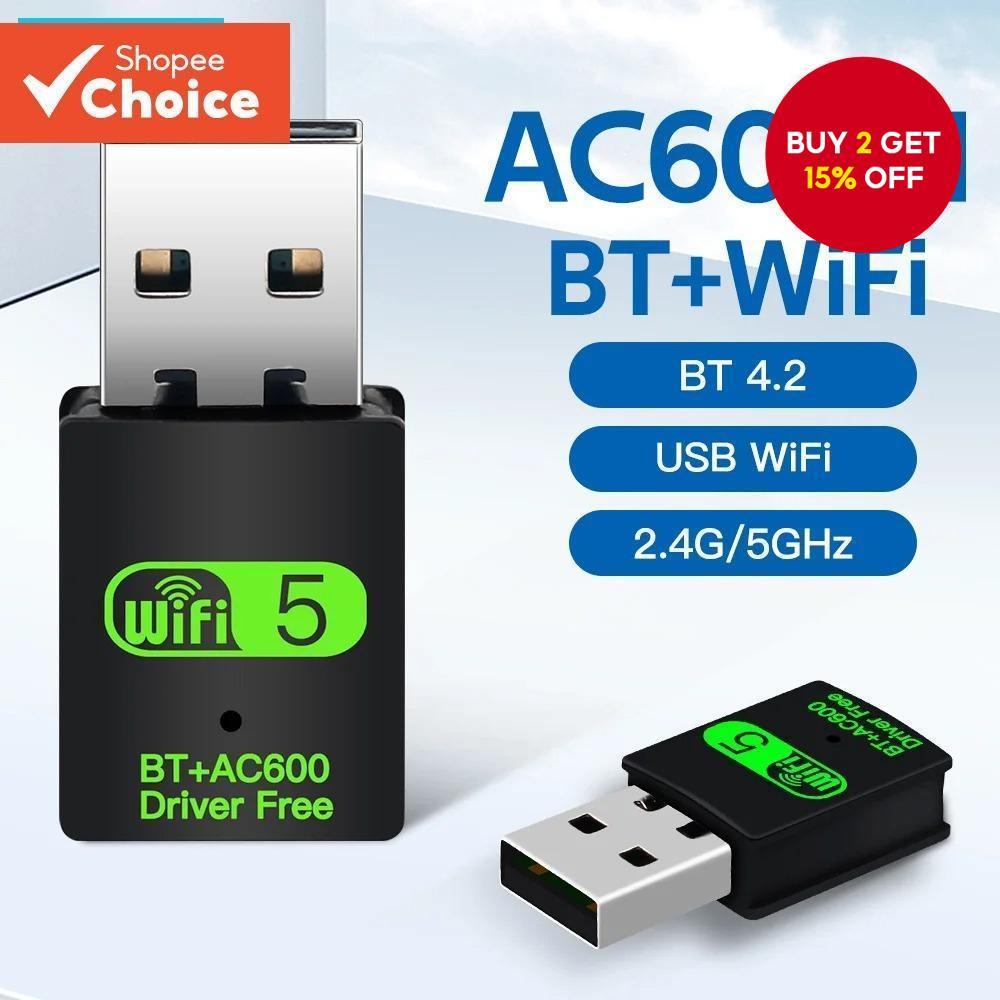 Dual Band Wireless USB WiFi Adapter 600Mbps 2.4/5Ghz Network Receiver ...