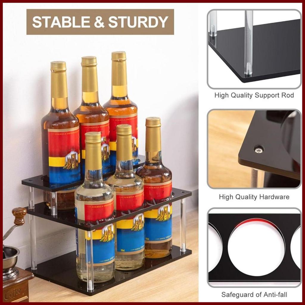 Syrup Rack Acrylic Syrup Rack for Coffee 2-Tier Display Shelf Bottle ...