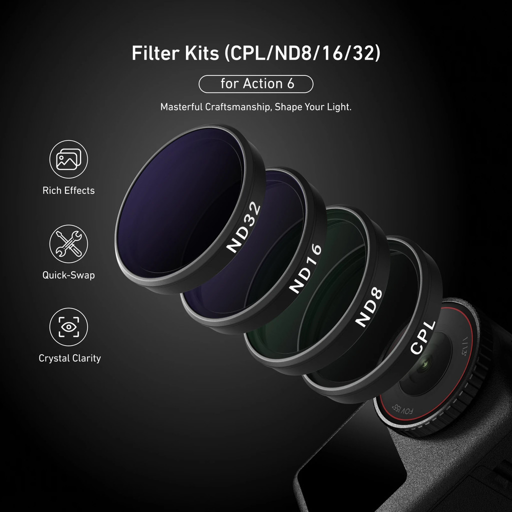 TELESIN CPL ND8 ND16 ND32 UV VND Quick Release Lens Filter Set Frame ...