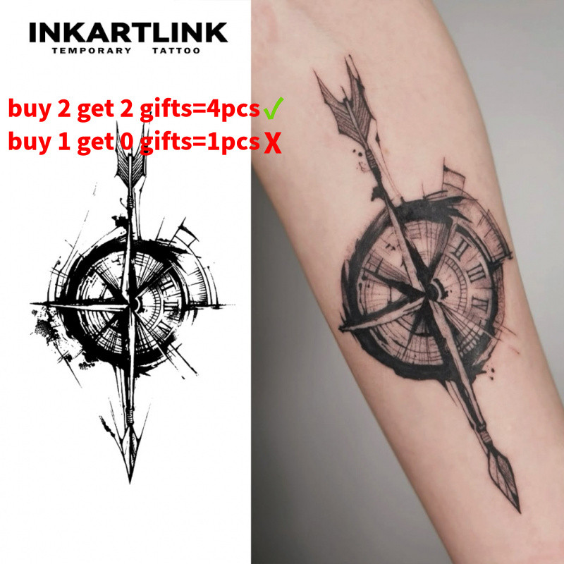 Inkartlink Compass temporary tattoo stickers, waterproof long-lasting ...