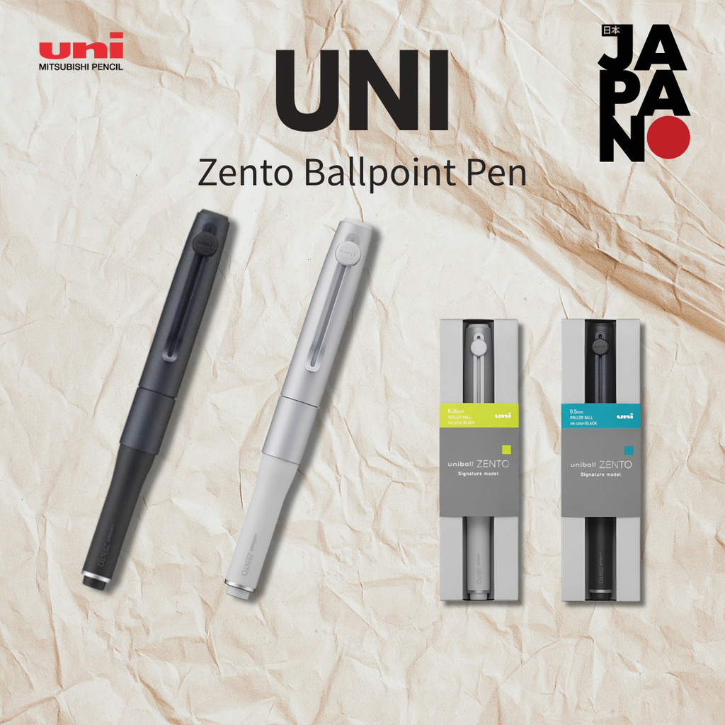 Uni-ball Zento Signature Ballpoint Pen Silver 0.38mm Black 0.5mm, Black ...