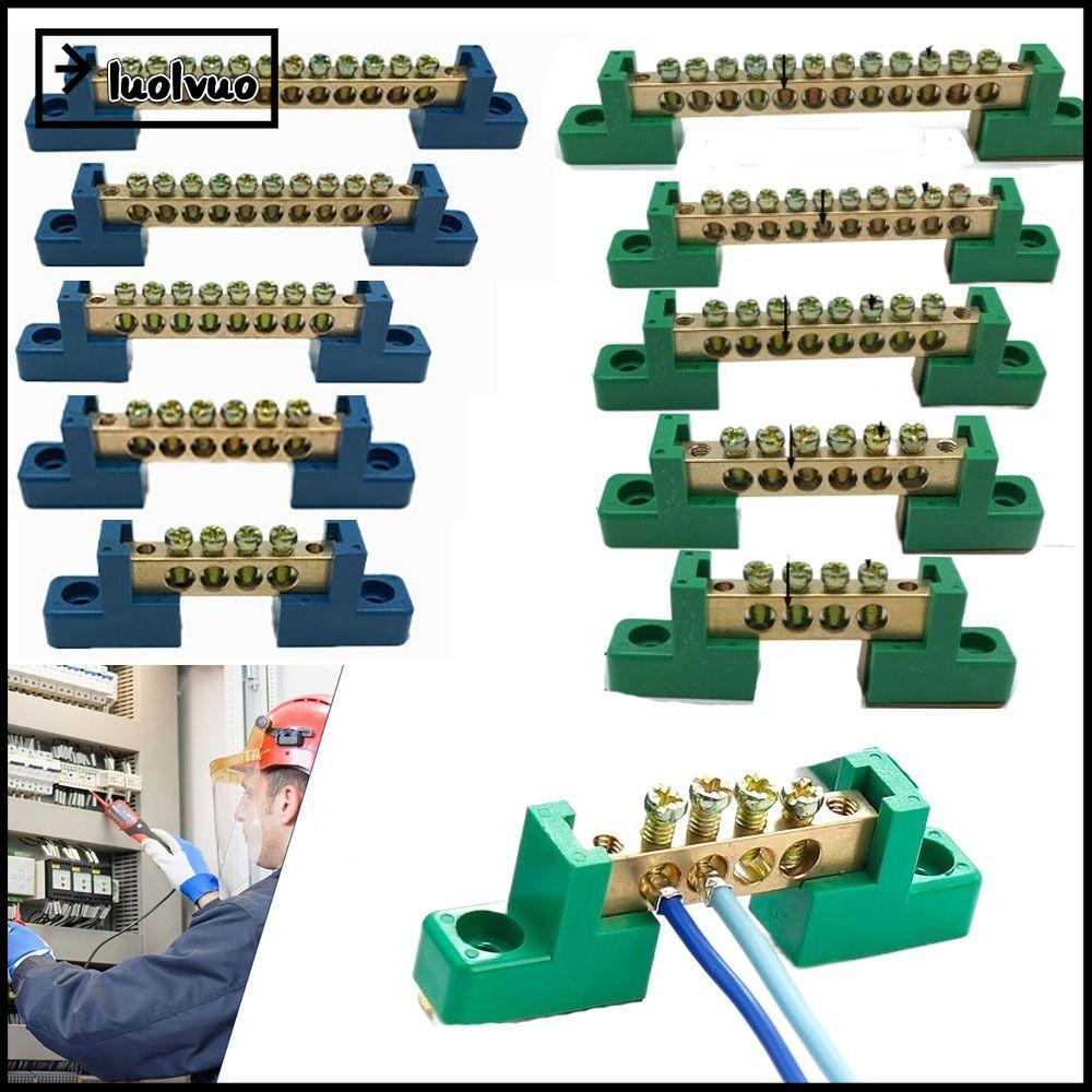 LUOLVUO Copper Screw Terminal Block Flame Wiring Terminal Bar Wiring ...