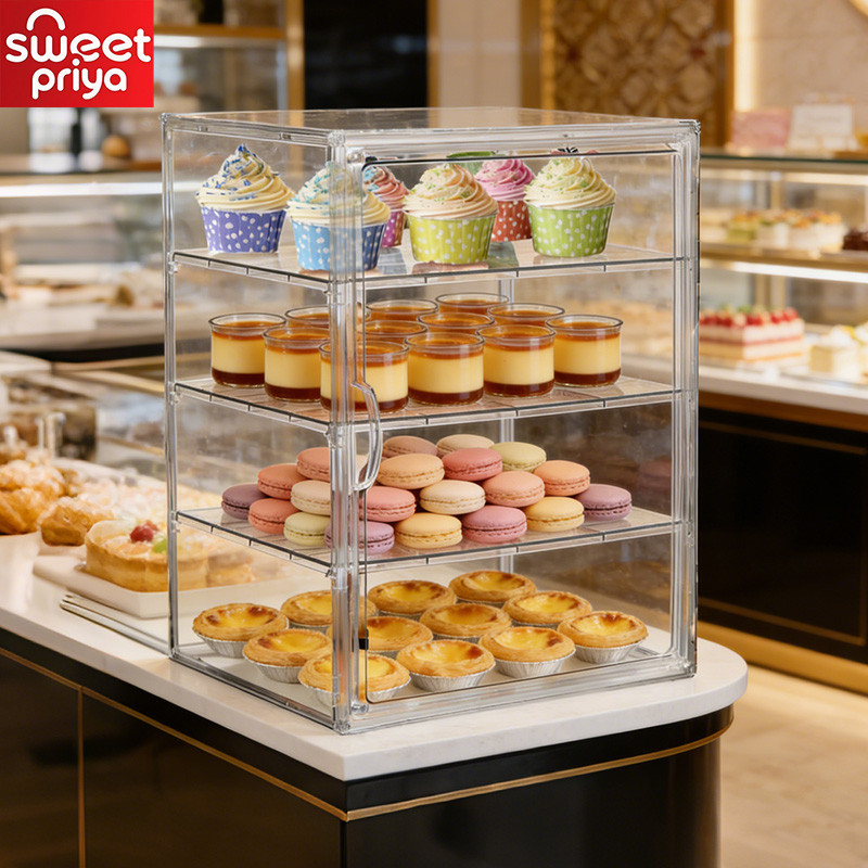 4 Layers 3 Layers Magnetic Food Pastry Dessert Dustproof Show Rack ...