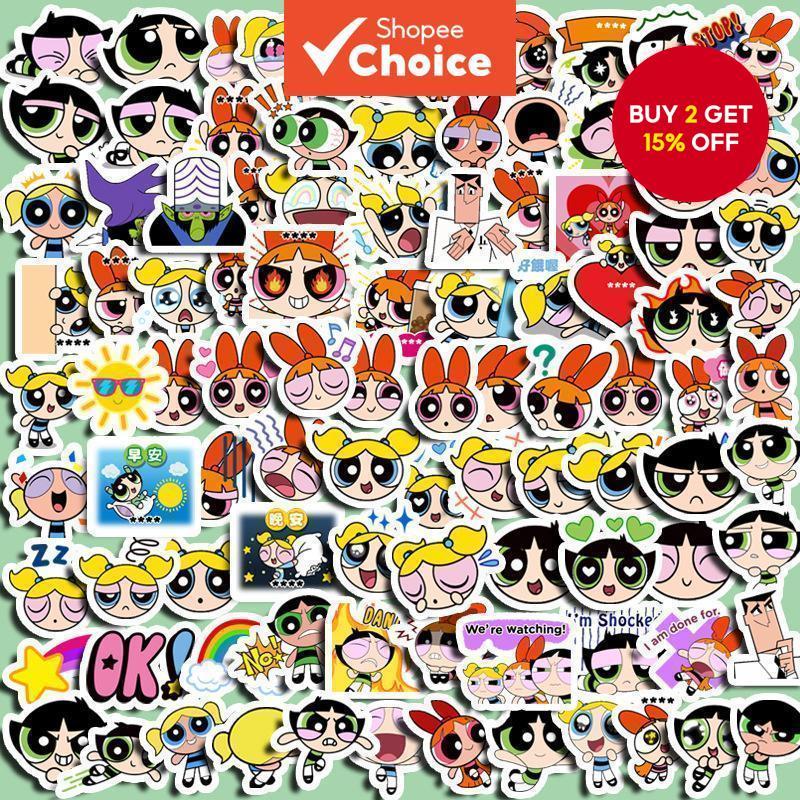 100pcs Powerpuff Girls Cartoon Stickers Pack, Cute Decorative Stickers ...
