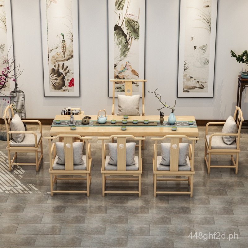 New Chinese Style Solid Wood Tea Table Office Negotiation Large Board ...